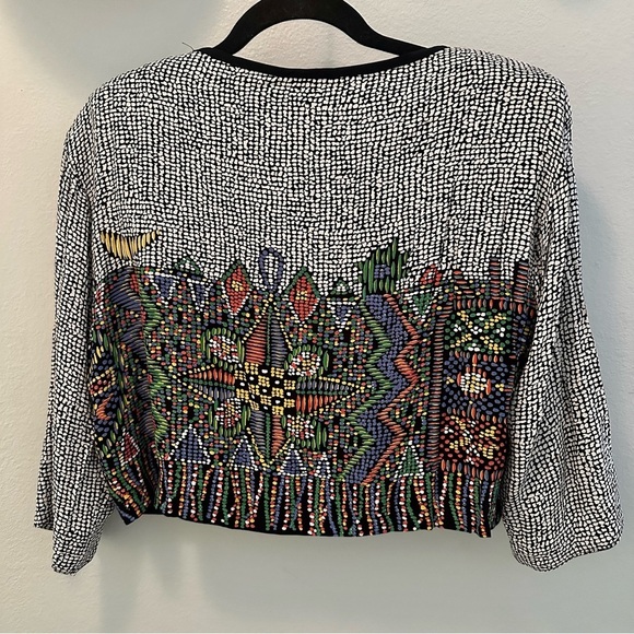 PLATINUM blouse cropped beaded boho vintage 1980s designer - Picture 5 of 10